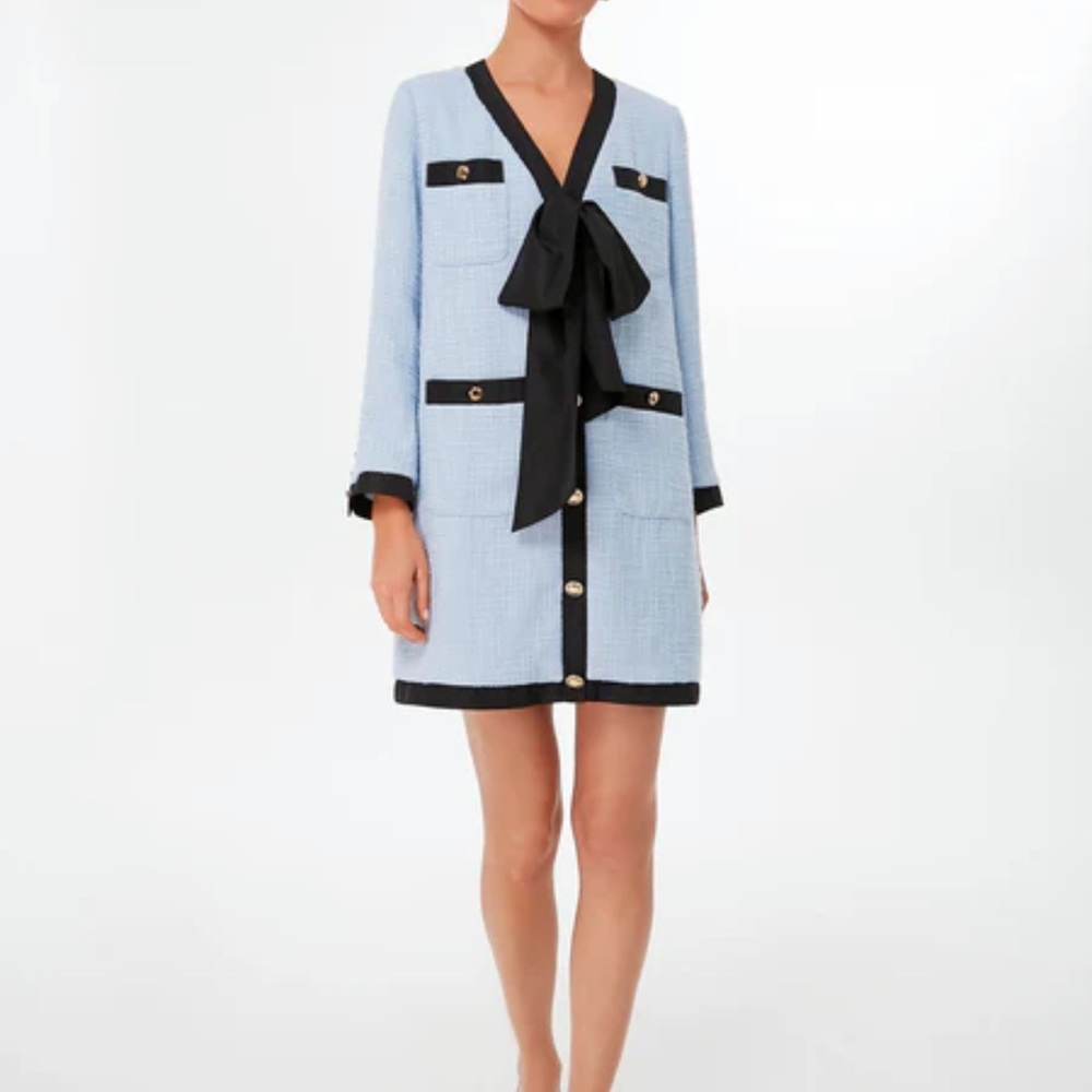 Chic Blue and Black Bow Dress